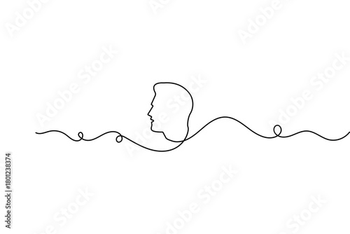Man face profile in continuous one line drawing with minimalist style and simple outline vector illustration
