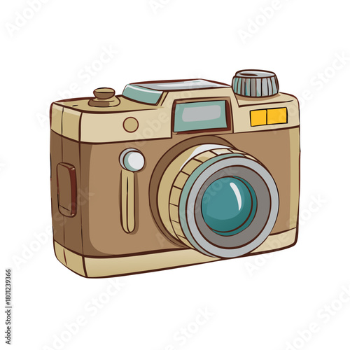Vintage camera brown retro illustration playful