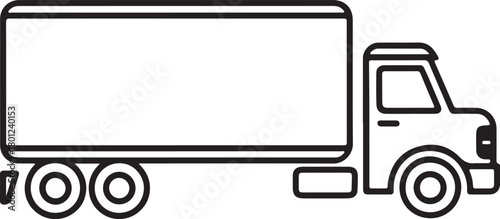 Trailer Truck Line Art Illustration, Coloring Book Page Line Art Drawing