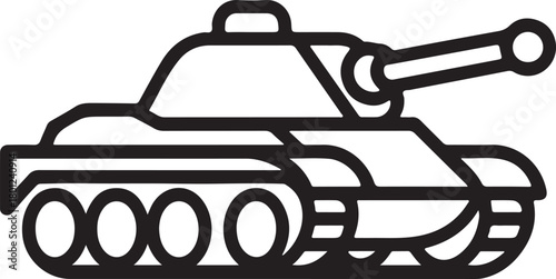 Tank Line Art Illustration, Coloring Book Page Line Art Drawing