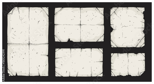 Antique Paper Textures Vector Illustration of Folded and Torn Paper Sheets for Design