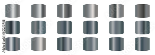 silver gradient pattern palette collection set. Collection of silver foil texture background. A set of Silver gradient metallic glossy gradients. White, silver background texture vector icon seamless