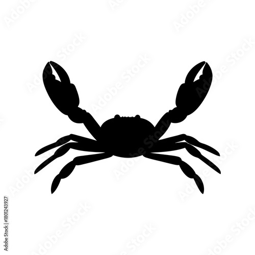 Black crab silhouette icon isolated on white graphic