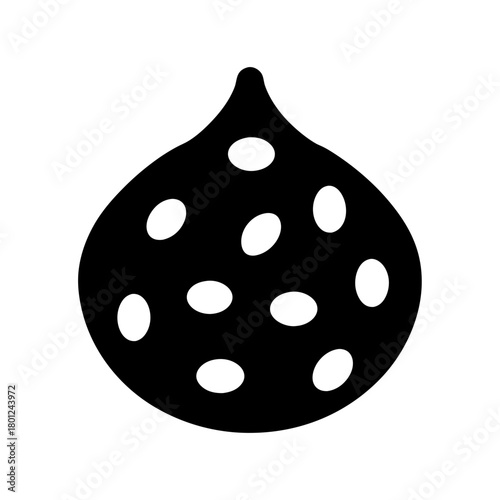 Abstract black organic droplet with white dots pattern.