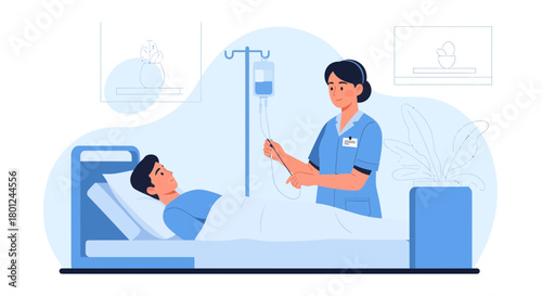 Hospital Care Illustration Reflecting Healthcare, Treatment, And Medical Profession