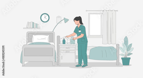 Hospital Routine: Healthcare Professional Preparing Medication for Patient Treatment and Care
