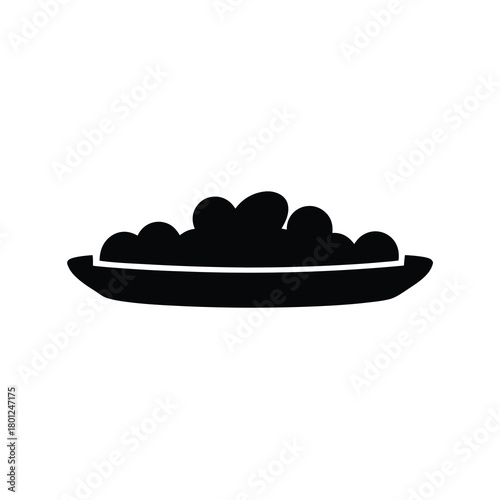 Round food items on a dish black simple graphic icon