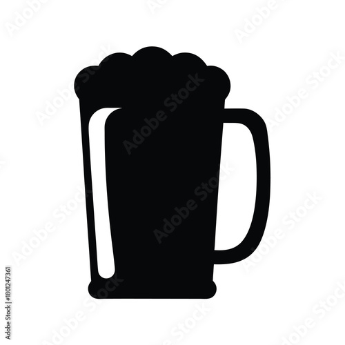 Cold refreshing beer mug with frothy head icon graphic