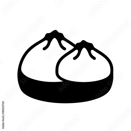 Stylized silhouette of two steamed asian buns food