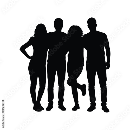 Diverse young adults standing together, friendship.