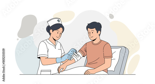 Medical Professional Providing Wound Care for Patient in a Supportive Healthcare Setting