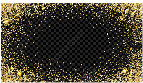 Elegant gold dust background. Sparkling festive confetti with glowing highlights.