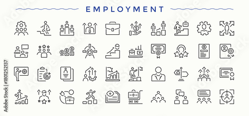 Employment simple icon set. Pack of person, man, human, employee, people. HR vector line icon set. Collection for mobile and web apps. Vector illustration. Pixel perfect.