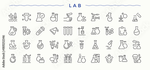 Lab modern icon set. Collection for mobile and web apps. Biology icon set. Contains related to science, technology, biology, chemistry, laboratory and more.
