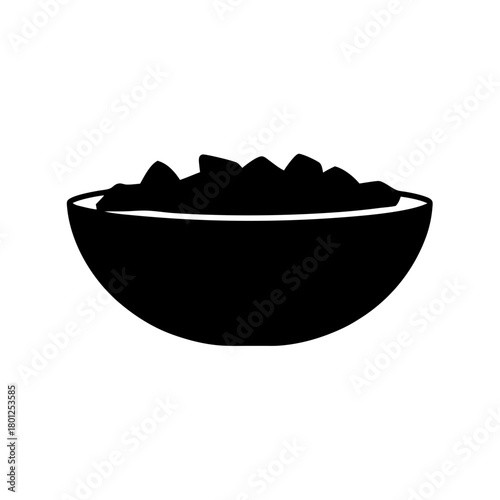 Bowl filled with solid food items or ingredients icon