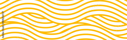 Yellow instant noodle, pasta and spaghetti texture with geometric wavy lines. Ramen, pasta vector pattern.