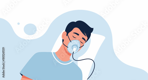 Patient Receiving Oxygen Therapy, Conceptual Illustration Of Health And Crisis Recovery