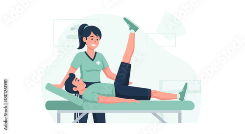 Patient's Physical Therapy Assessment and Exercise by Attentive and Skilled Physician