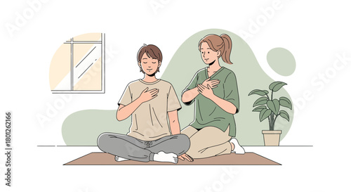 People Practicing Mindfulness and Peaceful Meditation for Inner Calm and Tranquility