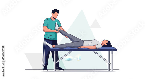 Physical Therapist Helping Patient With Leg Stretching Exercises for Flexibility and Recovery