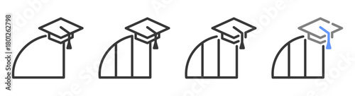 The Ultimate education level Styles with Variations Line of icon set vector illustration