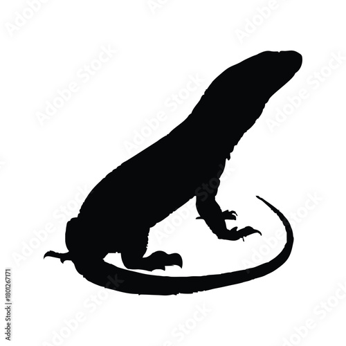 Solid black tegu lizard silhouette vector illustration