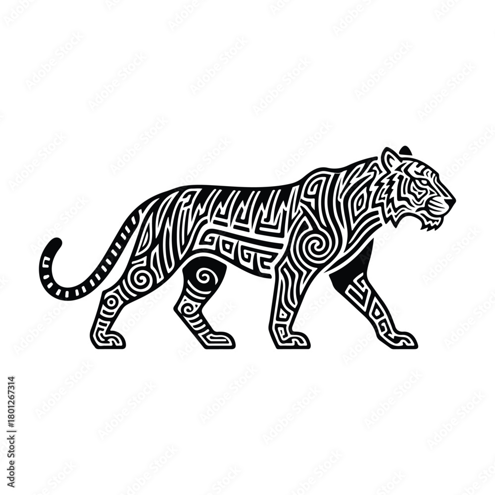 Fototapeta premium Stylized tiger illustration in black