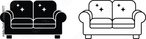 Two armchairs one black silhouette and one white outline representing comfort and design