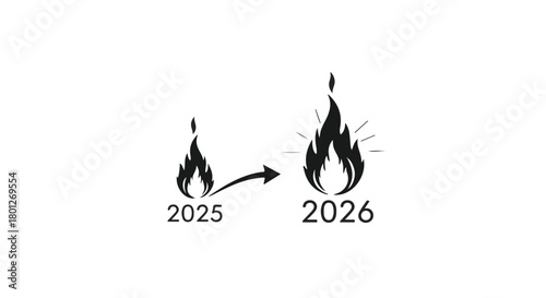 From a small spark to a roaring flame: symbolizing growth and progress from 2025 to 2026.