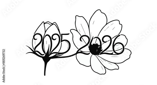 New year blooming like a flower, evolving from bud to full bloom