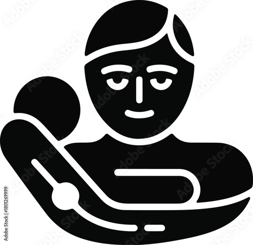 Vector person holding a baby, symbolizing family, parenthood, or childcare