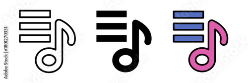 Playlist icon usually depicted as a list of songs or media items with a music note or play symbol, indicating a collection of audio or video tracks.