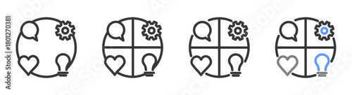 The Ultimate empathy map Styles with Variations Line of icon set vector illustration