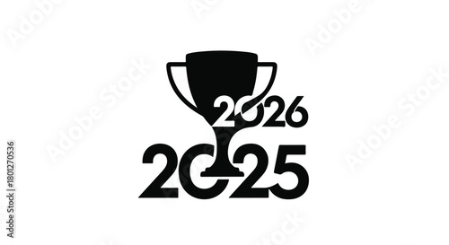 Trophy with years 2025 and 2026 symbolizing achievement and future success