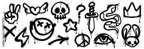 Black and white tribal tattoo design with abstract background and symbolic elements