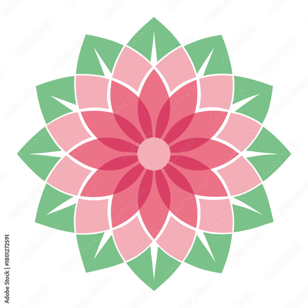 Fototapeta premium Abstract colorful flower vector with leaves and floral elements