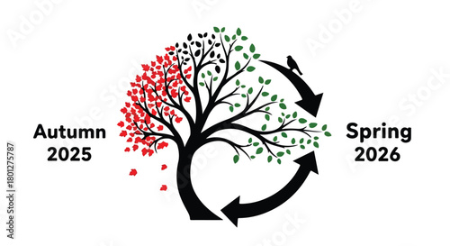 Tree symbolizes the cyclical nature of seasons and time, from autumn to spring.