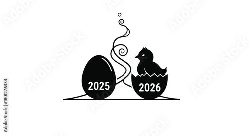 New year's chick hatches from egg symbolizing transition and growth in 2026