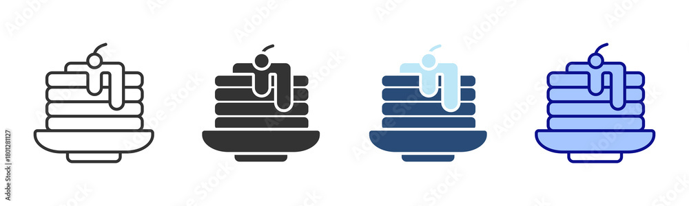 Obraz premium Pancake Icon Set. Designed In Multi Style