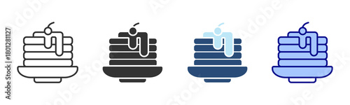 Pancake Icon Set. Designed In Multi Style