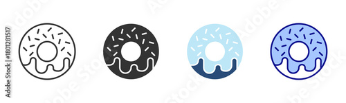 Donut Icon Set. Designed In Multi Style