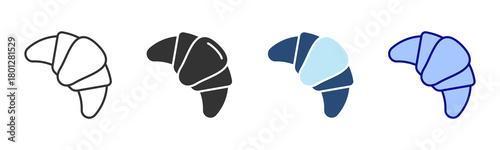 Croissant Icon Set. Designed In Multi Style