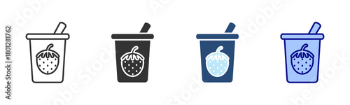 Yogurt Icon Set. Designed In Multi Style