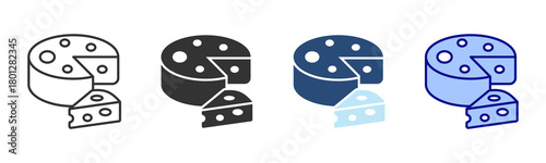 Cheese Icon Set. Designed In Multi Style
