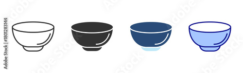 Bowl Icon Set. Designed In Multi Style