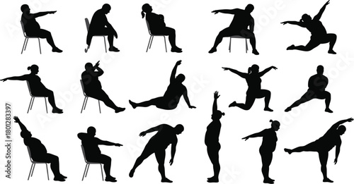 Silhouette, fitness, exercise, stretching, yoga, pilates, balance, wellness, health, training, workout, routine, therapy, movement, posture, flexibility, rehabilitation, lifestyle
