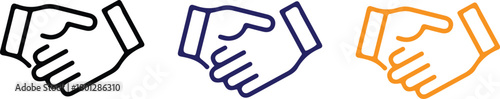 handshake bule black yellow line icons set vector illustration stroke 