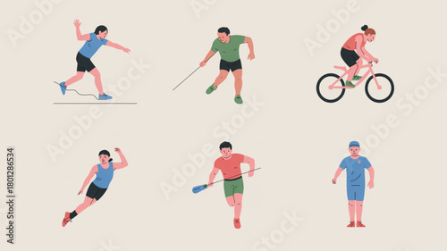 Diverse athletes train hard for triathlon competition biking running and swimming showcasing strength determination and healthy lifestyle for sports marketing