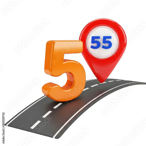 Number 5 isolated on transparent background