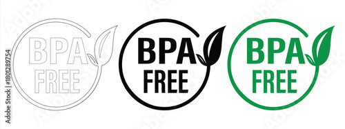 Flat badge icon BPA bisphenol A and phthalates for non-toxic plastic white, black green vector
